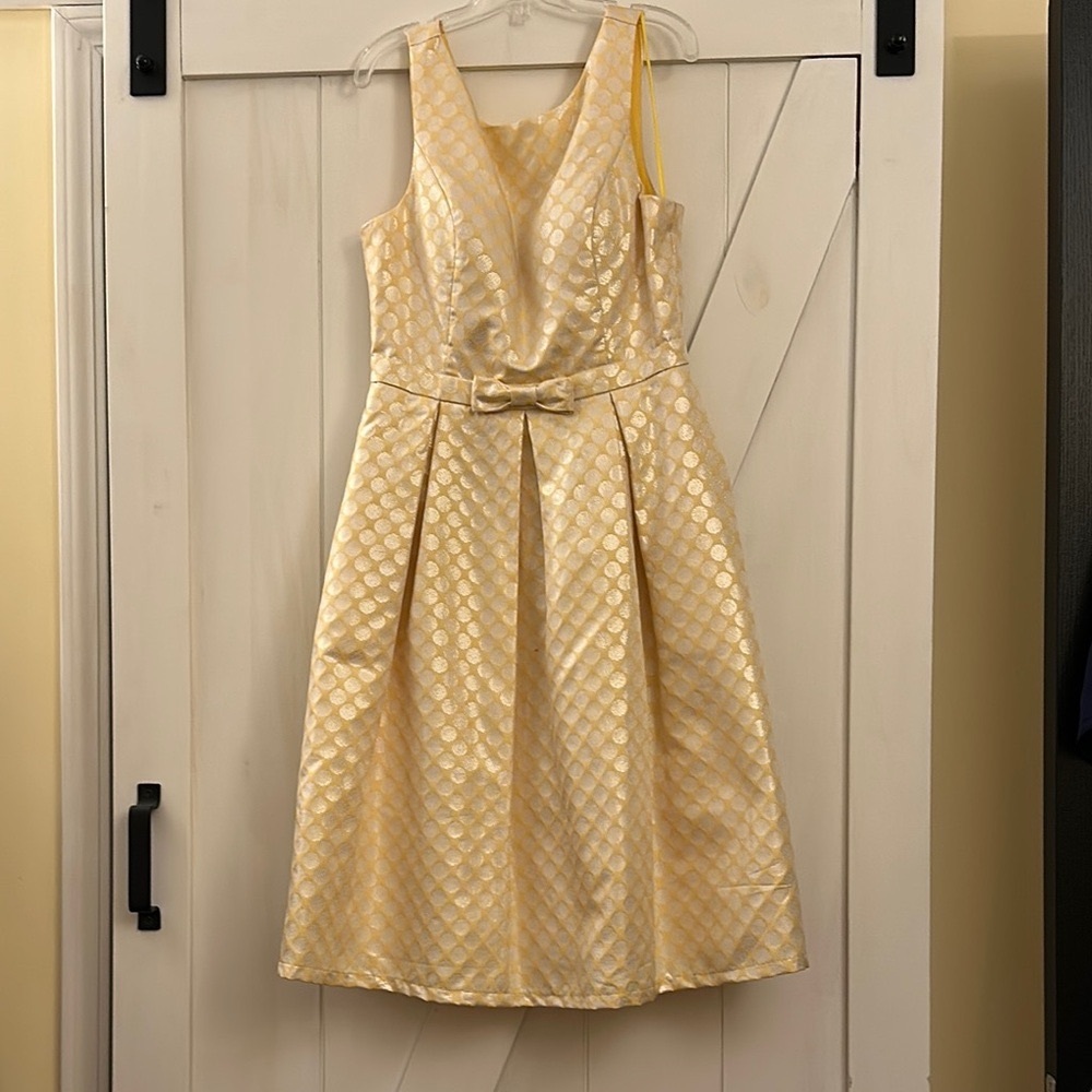 Elegant Yellow & Cream Sleeveless Dress